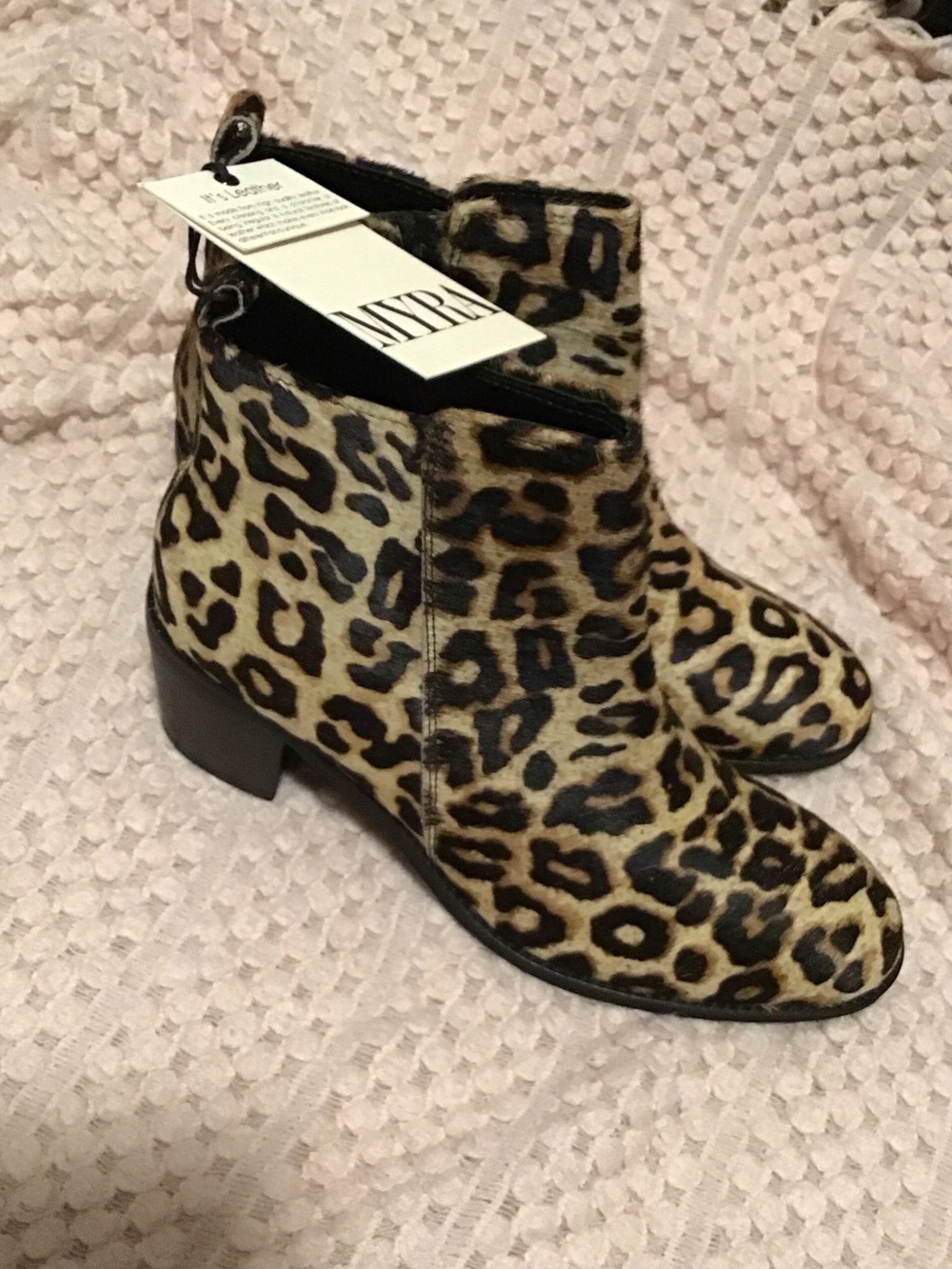 Myra Leopard Print Ankle Booties - Tan & Black